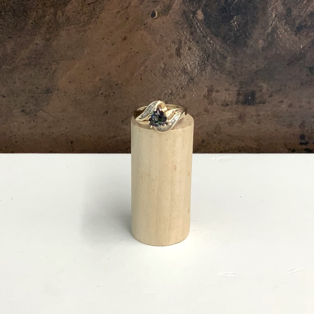 14k Mystic Topaz Diamond Ring